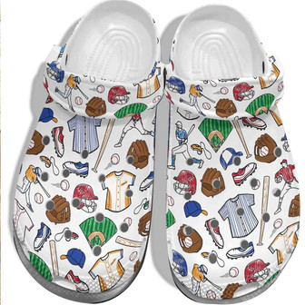 Cartoon Baseball Ball Cap Batter Shoes Clogs - Baseballer Custom Shoes Clogs Gift - Monsterry