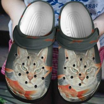 Cat And Fish Personalized Flower Gift For Lover Rubber Clog Shoes Comfy Footwear - Monsterry