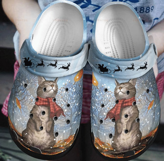 Cat And Winter Gift For Lover Rubber Clog Shoes Comfy Footwear - Monsterry