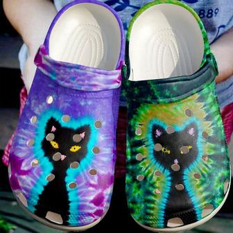 Cat Black And Colors Omber Gift For Lover Rubber Clog Shoes Comfy Footwear - Monsterry AU
