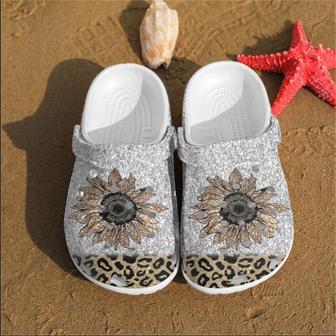 Cheetah Flower Bling Bling Rubber Clog Shoes Comfy Footwear - Monsterry CA