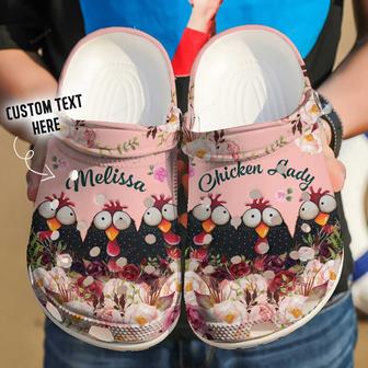 Chicken Lady Custom Name Gift For Lover Rubber Clog Shoes Comfy Footwear - Monsterry