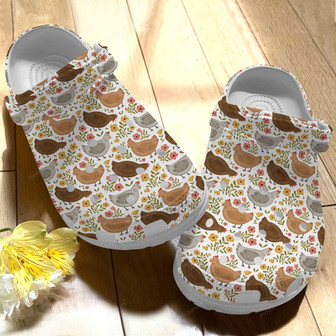 Chickens In The Garden Clog Shoes For Mother Day - Chicken Flower Shoes Clogbland Clog Gifts For Mom Daughter - Monsterry