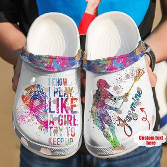 Colorful - Lacrosse Personalized Try To Keep Up Clog Shoes For Men And Women - Monsterry AU