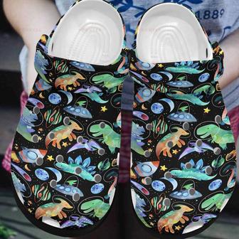 Colorful Space Dinosaur Ocean Gift For Lover Rubber Clog Shoes Comfy Footwear - Monsterry DE