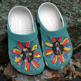 Colorful Sunflower Autism Gift For Lover Rubber Clog Shoes Comfy Footwear - Monsterry