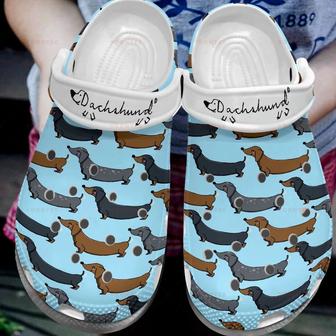 Colors My Love Dachshund Blue Gift For Lover Rubber Clog Shoes Comfy Footwear - Monsterry