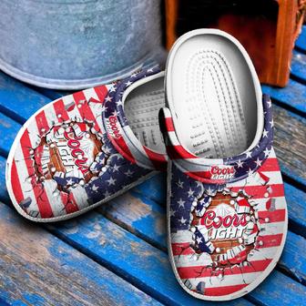 Coors Light Broken Brick American Flag Clog Shoes Comfy Footwear | Favorety