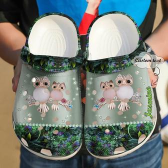 Couple Owl Personalized Bling Bling102 Gift For Lover Rubber Clog Shoes Comfy Footwear - Monsterry CA