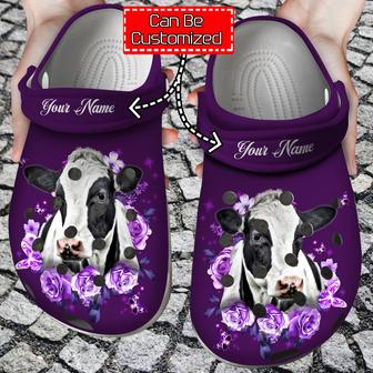 Cow - Purple Roses And Cow Clogs Shoes For Men And Women - Monsterry DE