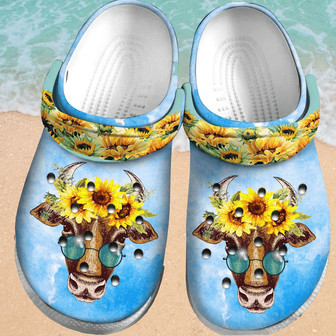 Cow Sunflower Rubber Clog Shoes Comfy Footwear - Monsterry