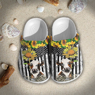 Cow Sunflowers Rubber Clog Shoes Comfy Footwear - Monsterry