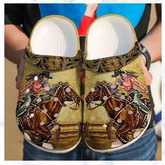 Cowgirl Rider And Her Steed Rubber Clog Shoes Comfy Footwear - Monsterry DE
