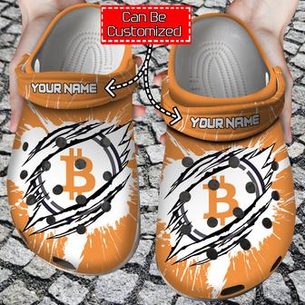 Crypto - Personalized Wbtc Coin Ripped Through Clog Shoes For Men And Women | Favorety AU
