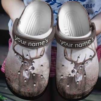 Custom Name Deer Hunting Gift For Lover Rubber Clog Shoes Comfy Footwear - Monsterry
