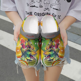 Custom Name Dinosaur Fruit Clog A124 Gift For Lover Rubber Clog Shoes Comfy Footwear - Monsterry