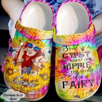 Custom Name Love Hippie Rubber Clog Shoes Comfy Footwear - Monsterry