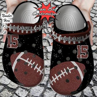 Custom Name Number Football Glitter Clog Shoes Football - Monsterry