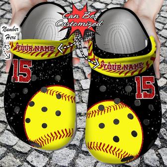 Custom Name Number Softball Glitter Clog Shoes Softball - Monsterry DE