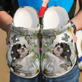 Custom Name Shih Tzu Daisy Gift For Lover Rubber Clog Shoes Comfy Footwear - Monsterry