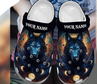 Custom Name Wolf Bohemian 6 Rubber Clog Shoes Comfy Footwear - Monsterry