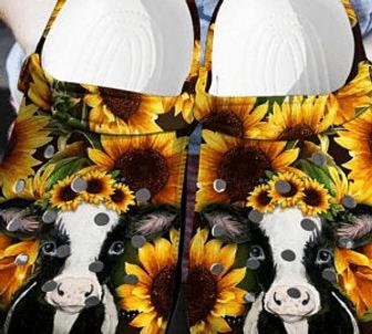 Customize Cow Shoes - Sunflower Cow Farm Outdoor Shoes - Monsterry