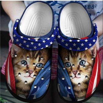 Cute Cat Usa 4Th Of July Crocband Clogs - Monsterry DE