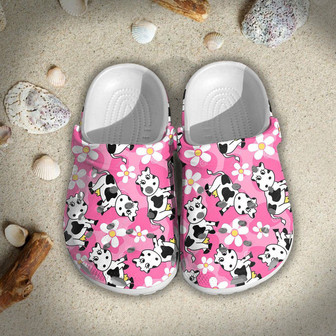 Cute Cow Flowers 102 Gift For Lover Rubber Clog Shoes Comfy Footwear - Monsterry