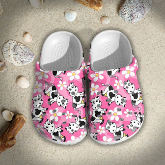 Cute Cow Flowers 102 Gift For Lover Rubber Clog Shoes Comfy Footwear - Monsterry