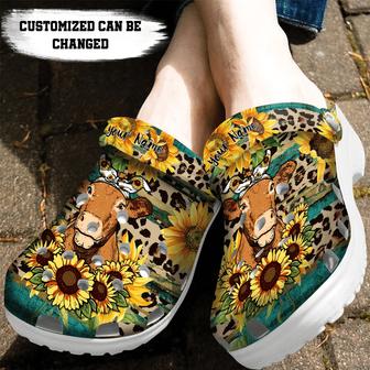 Cute Cow Rustic Sunflower Tea Wood Leopard Clog Shoes Custom - Monsterry DE