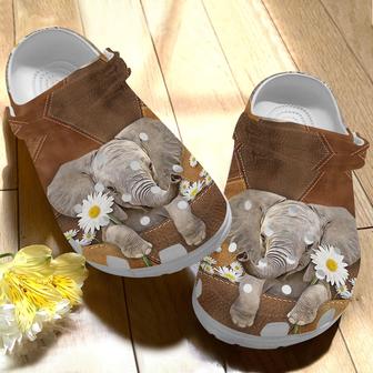 Cute Elephant With Daisy Shoes - Lovely Elephant Crocbland Clog Birthday Gift For Boy Girl Son Daughter - Monsterry UK