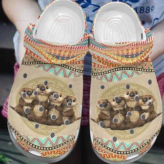 Cute Otter Family Mandala Gift For Lover Rubber Clog Shoes Comfy Footwear - Monsterry