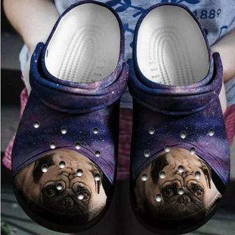 Cute Pug Galaxy Personalized 12 Gift For Lover Rubber Clog Shoes Comfy Footwear - Monsterry UK