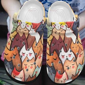 Cute Teams Cats All Over Colorful Fashion Gift For Lover Rubber Clog Shoes Comfy Footwear - Monsterry CA