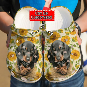 Dachshund Cute Sunflower Clog Shoes Dog - Monsterry