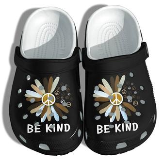 Daisy Flower Brown Be Kind Shoes For Black Women - Peace Outdoor Shoes Gifts For Black Daughter - Monsterry AU