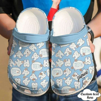 Dentist Personalized Happy Teeth Rubber Clog Shoes Comfy Footwear - Monsterry