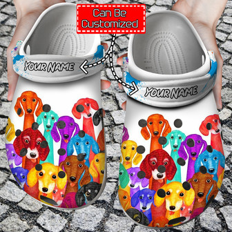 Dog - Dachshund Colorful Clog Shoes For Men And Women - Monsterry