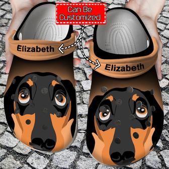 Dog - Dachshund Face Print Personalized Clogs Shoes With Your Name For Men And Women - Monsterry UK