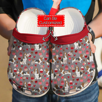 Dog - Personalized Basset Hound Pattern Clog Shoes For Men And Women - Monsterry