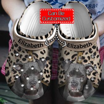 Dog - Personalized Pitbull Leopard Pattern Clog Shoes For Men And Women - Monsterry