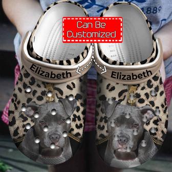 Dog - Pitbull Lovers Personalized Clogs Shoes With Leopard Pattern For Men And Women - Monsterry CA