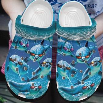 Dolphin Sun Glasses Gift For Lover Rubber Clog Shoes Comfy Footwear - Monsterry