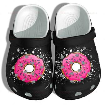 Donut Cake Cute Funny Black Gift For Lover Rubber Clog Shoes Comfy Footwear - Monsterry