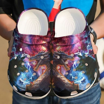 Dragon And Wolf Rubber Clog Shoes Comfy Footwear - Monsterry