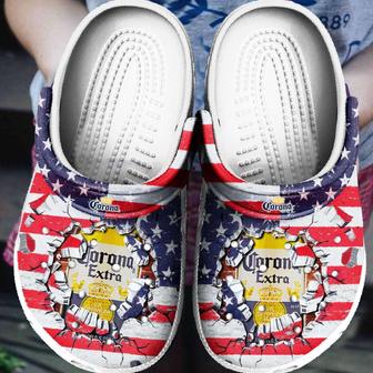 Drink Corona Extra American Flag Broken Brick Clog Shoes Comfy Footwear - Monsterry CA