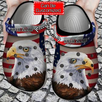 Eagle America Flag Veterans Gift Clog Shoes Personalized Veterans - Monsterry CA