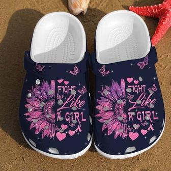 Fight Like A Girl Sunflower Cancer Rubber Clog Shoes Comfy Footwear - Monsterry