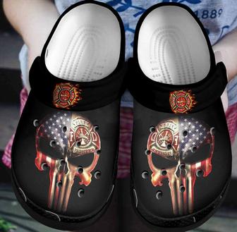 Firefighter Skull Printed Gift For Lover Rubber Clog Shoes Comfy Footwear - Monsterry CA