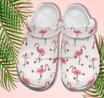 Flamingo Chibi Cute Croc Shoes For Daughter- Flamingo Pattern Shoes Croc Clogs Gift Birthday - Monsterry